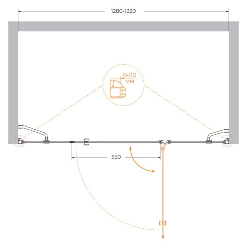 Душевая дверь в нишу Cezares 130x195, VERONA-W-B-13-30+60/40-P-Cr-R фото 8