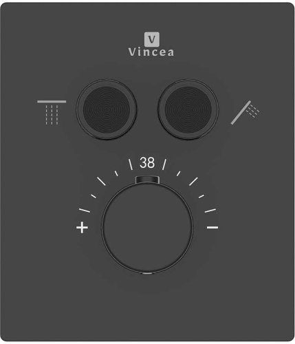Душевой комплект Vincea VSFW-321MT1MB термостатический встраиваемый С ВНУТРЕННЕЙ ЧАСТЬЮ, двухрежимный, черный фото 3