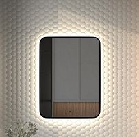 Зеркало DEFESTO AURA DF 2967R с окантовкой и LED-подсветкой 60x80 см., ИК - выключатель, 4500 K