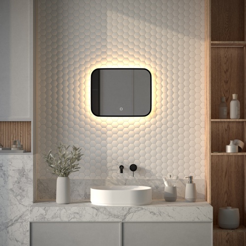 Зеркало DEFESTO AURA DF 2971SH с окантовкой и LED-подсветкой 50x40 см., сенсорный выключатель, 3000 K фото 2