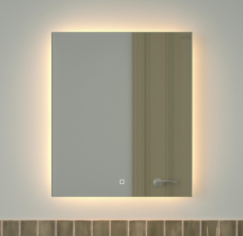 Зеркало DEFESTO GLOW DF 2516S с фацетом и LED-подсветкой 60x70 см., сенсорный выключатель, 3000 K