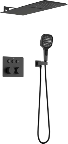 Душевой комплект Vincea VSFW-401TMB термостатический встраиваемый С ВНУТРЕННЕЙ ЧАСТЬЮ, трехрежимный, черный