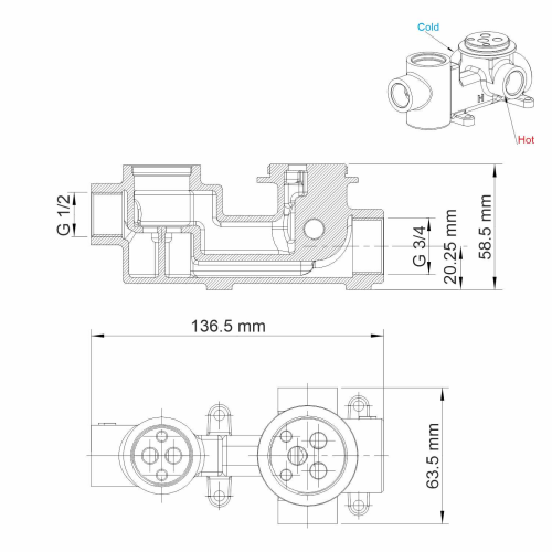 Смеситель для ванны с душем WasserKRAFT Elbe 7441, С ВНУТРЕННЕЙ ЧАСТЬЮ, черный Soft-touch, хром фото 5