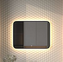 Зеркало DEFESTO AURA DF 2977SH с окантовкой и LED-подсветкой 80x60 см., сенсорный выключатель, 3000 K