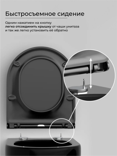 Подвесной унитаз Ceramicanova Balearica CN6000MB с крышкой-сидением, черный матовый фото 3