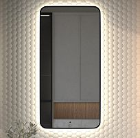 Зеркало DEFESTO AURA DF 2968R с окантовкой и LED-подсветкой 60x120 см., ИК - выключатель, 4500 K