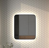 Зеркало DEFESTO AURA DF 2966R с окантовкой и LED-подсветкой 60x70 см., ИК - выключатель, 4500 K