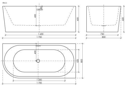Акриловая ванна Sancos Space FB13, 170x80 см фото 9