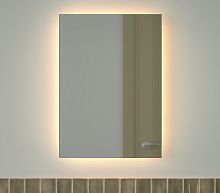 Зеркало DEFESTO GLOW DF 2514 с фацетом и LED-подсветкой 50x70 см., без выключателя, 3000 K