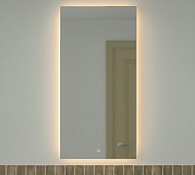 Зеркало DEFESTO GLOW DF 2518S с фацетом и LED-подсветкой 60x120 см., сенсорный выключатель, 3000 K