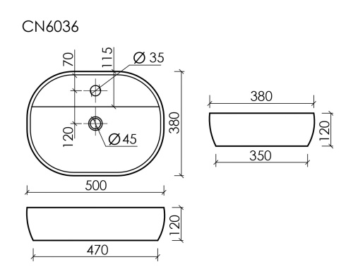 Накладная раковина Ceramicanova ELEMENT CN6036, белый глянец фото 7