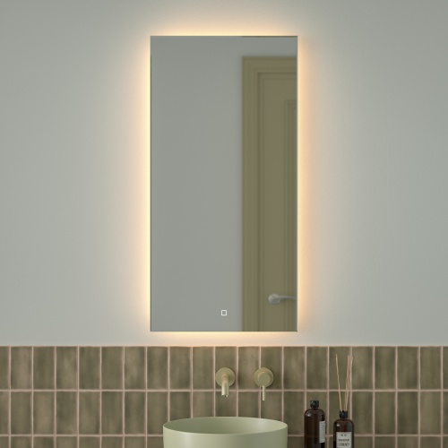 Зеркало DEFESTO GLOW DF 2515S с фацетом и LED-подсветкой 50x100 см., сенсорный выключатель, 3000 K фото 2