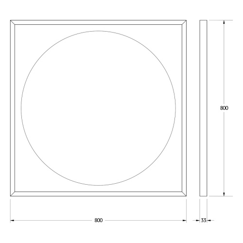 Зеркало DEFESTO ECLIPSE DF 2223 в багетной раме с LED-подсветкой 80x80 см., черная рама, без выключателя, 4500 K фото 5