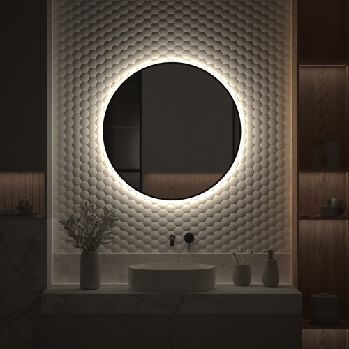 Зеркало DEFESTO AURA DF 2985R с окантовкой и LED-подсветкой Ø80 см., ИК - выключатель, 4500 K фото 4