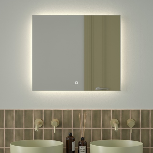 Зеркало DEFESTO GLOW DF 2506SH с фацетом и LED-подсветкой 70x60 см., сенсорный выключатель, 4500 K фото 2