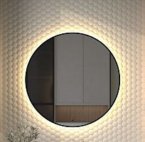 Зеркало DEFESTO AURA DF 2996R с окантовкой и LED-подсветкой Ø90 см., ИК - выключатель, 3000 K