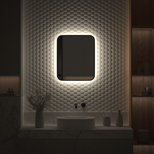 Зеркало DEFESTO AURA DF 2963R с окантовкой и LED-подсветкой 50x60 см., ИК - выключатель, 4500 K фото 4