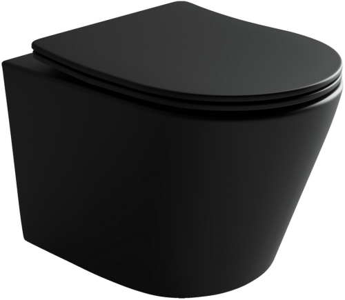 Подвесной унитаз Ceramicanova Balearica CN6000MB с крышкой-сидением, черный матовый