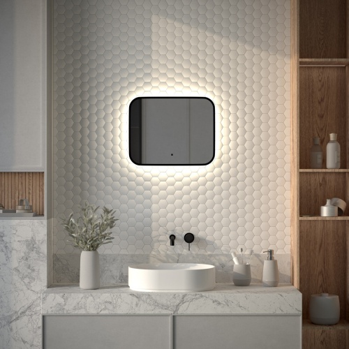 Зеркало DEFESTO AURA DF 2961RH с окантовкой и LED-подсветкой 50x40 см., ИК - выключатель, 4500 K фото 2