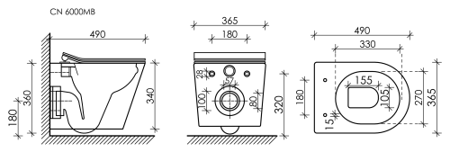 Подвесной унитаз Ceramicanova Balearica CN6000MB с крышкой-сидением, черный матовый фото 11