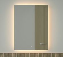Зеркало DEFESTO GLOW DF 2517S с фацетом и LED-подсветкой 60x80 см., сенсорный выключатель, 3000 K