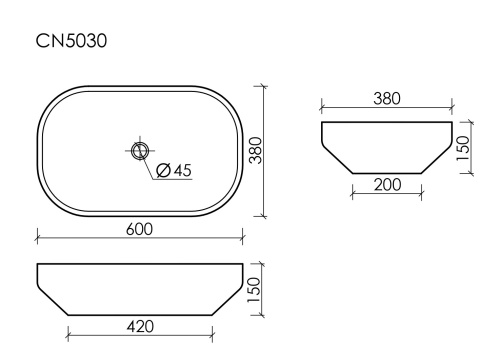 Накладная раковина Ceramicanova ELEMENT CN5030, белый глянец фото 6