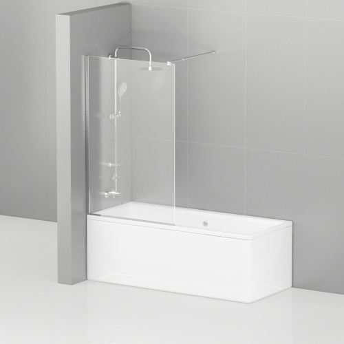 Шторка на ванну Cezares 90x155 LIBERTA-V-1-90/155-C-Cr, стекло прозрачное, профиль хром