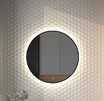 Зеркало DEFESTO AURA DF 2984S с окантовкой и LED-подсветкой Ø70 см., сенсорный выключатель, 4500 K
