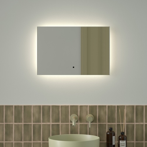 Зеркало DEFESTO GLOW DF 2502RH с фацетом и LED-подсветкой 60x40 см., ИК - выключатель, 4500 K фото 2
