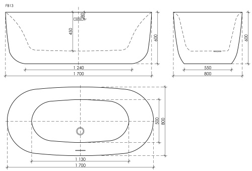 Акриловая ванна Sancos Square FB14, 170x75 см фото 10
