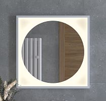 Зеркало DEFESTO ECLIPSE DF 2237 в багетной раме с LED-подсветкой 70x70 см., белая рама, без выключателя, 3000 K
