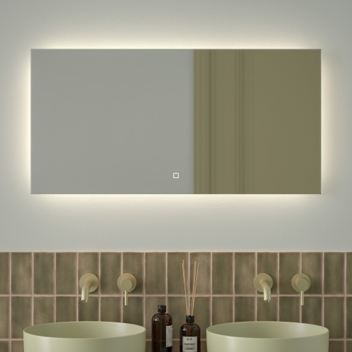 Зеркало DEFESTO GLOW DF 2505SH с фацетом и LED-подсветкой 100x50 см., сенсорный выключатель, 4500 K фото 2