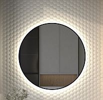 Зеркало DEFESTO AURA DF 2986R с окантовкой и LED-подсветкой Ø90 см., ИК - выключатель, 4500 K