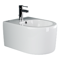 Биде подвесной Ceramicanova Moments CN3004 белое глянцевое, с донным клапаном