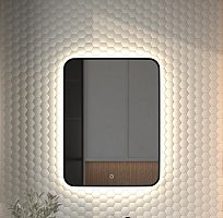 Зеркало DEFESTO AURA DF 2967S с окантовкой и LED-подсветкой 60x80 см., сенсорный выключатель, 4500 K