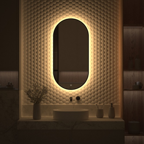Зеркало DEFESTO AURA DF 2934S с окантовкой и LED-подсветкой 50x100 см., сенсорный выключатель, 3000 K фото 4