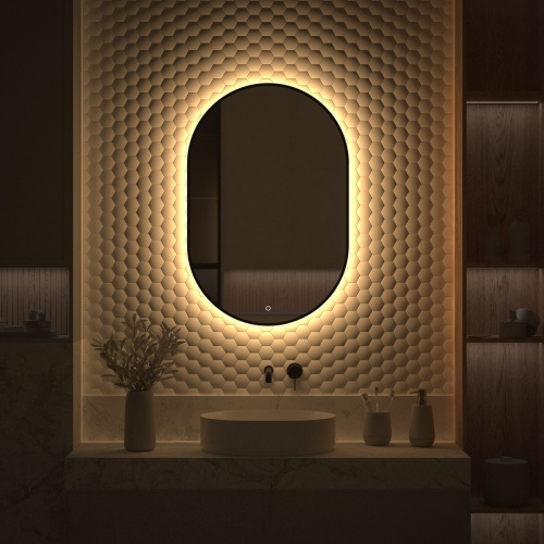 Зеркало DEFESTO AURA DF 2935S с окантовкой и LED-подсветкой 60x90 см., сенсорный выключатель, 3000 K фото 4