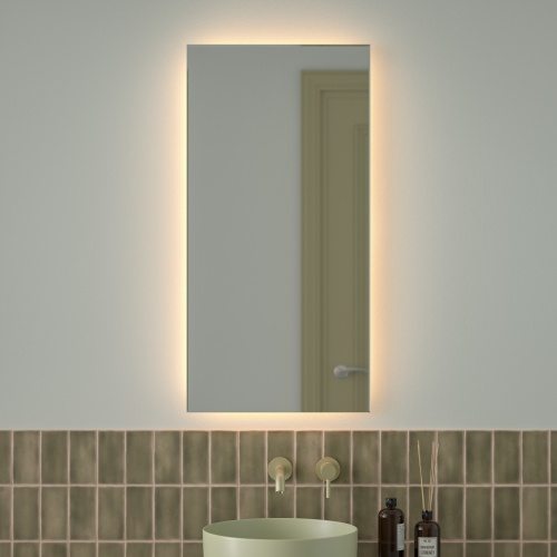 Зеркало DEFESTO GLOW DF 2515 с фацетом и LED-подсветкой 50x100 см., без выключателя, 3000 K фото 2