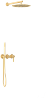 Душевой комплект Vincea Groove VSFW-4G01BG4 встраиваемый С ВНУТРЕННЕЙ ЧАСТЬЮ, 2 режима, 30см верх душ, брашированное золото