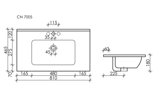 Раковина накладная мебельная Ceramicanova Element CN7005MB, черный матовый фото 3