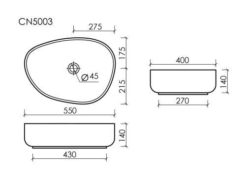 Накладная раковина Ceramicanova ELEMENT CN5003, белый глянец фото 5