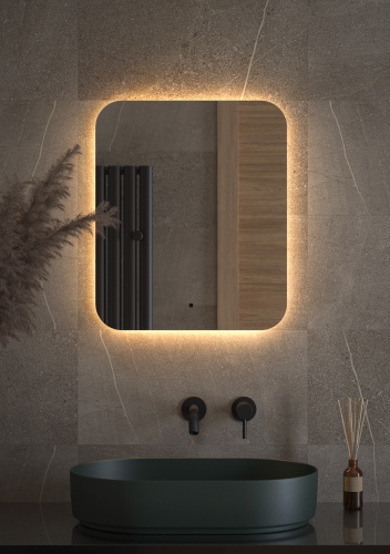 Зеркало DEFESTO OPTI DF 2813R с LED-подсветкой 50x60 см., ИК - выключатель, 3000 K фото 2