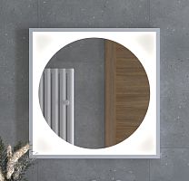 Зеркало DEFESTO ECLIPSE DF 2227 в багетной раме с LED-подсветкой 70x70 см., белая рама, без выключателя, 4500 K