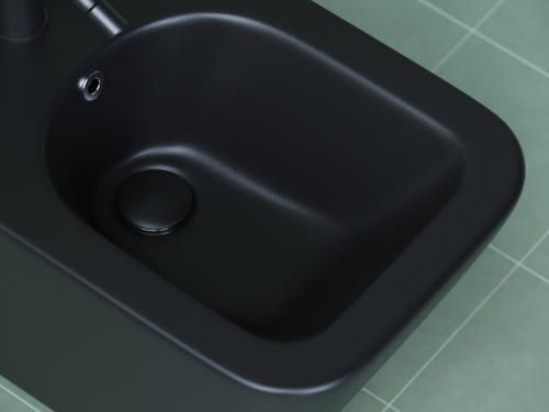 Биде подвесной Ceramicanova Metric CN3008MB черное матовое, с донным клапаном фото 6