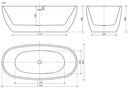 Акриловая ванна Sancos Flo FB02, 170x80 см фото 9