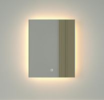 Зеркало DEFESTO GLOW DF 2511S с фацетом и LED-подсветкой 40x50 см., сенсорный выключатель, 3000 K