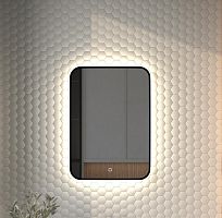 Зеркало DEFESTO AURA DF 2964S с окантовкой и LED-подсветкой 50x70 см., сенсорный выключатель, 4500 K