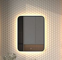 Зеркало DEFESTO AURA DF 2977S с окантовкой и LED-подсветкой 60x80 см., сенсорный выключатель, 3000 K