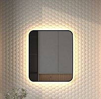 Зеркало DEFESTO AURA DF 2976R с окантовкой и LED-подсветкой 60x70 см., ИК - выключатель, 3000 K