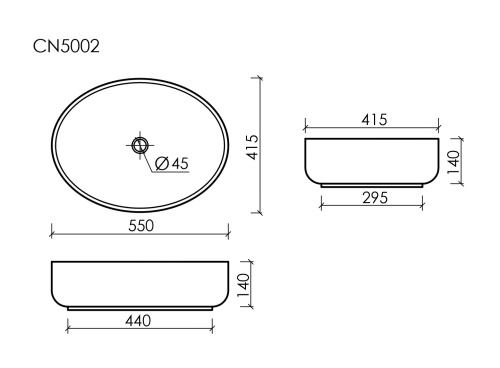 Накладная раковина Ceramicanova ELEMENT CN5002, белый глянец фото 6